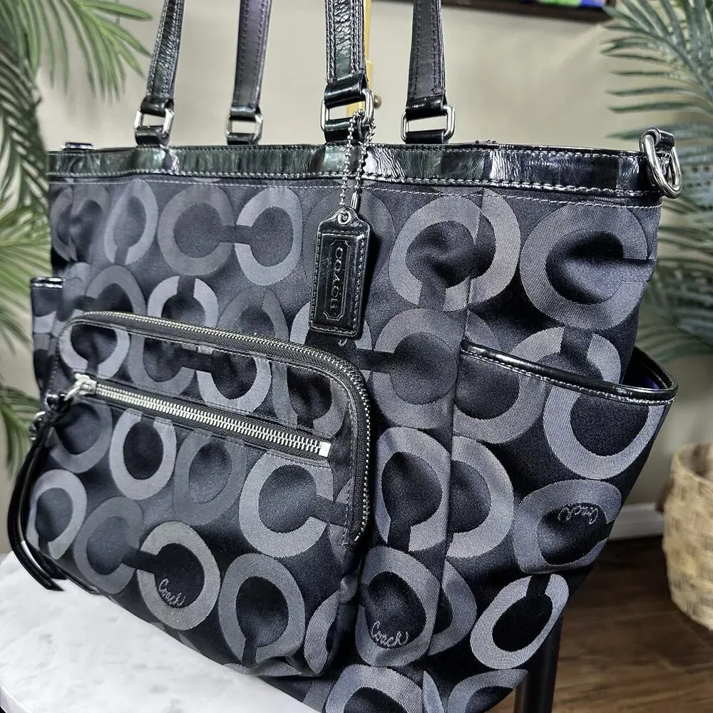 Coach Large Organizer Tote or Baby Bag Student Patent Logo Shoulder G1068